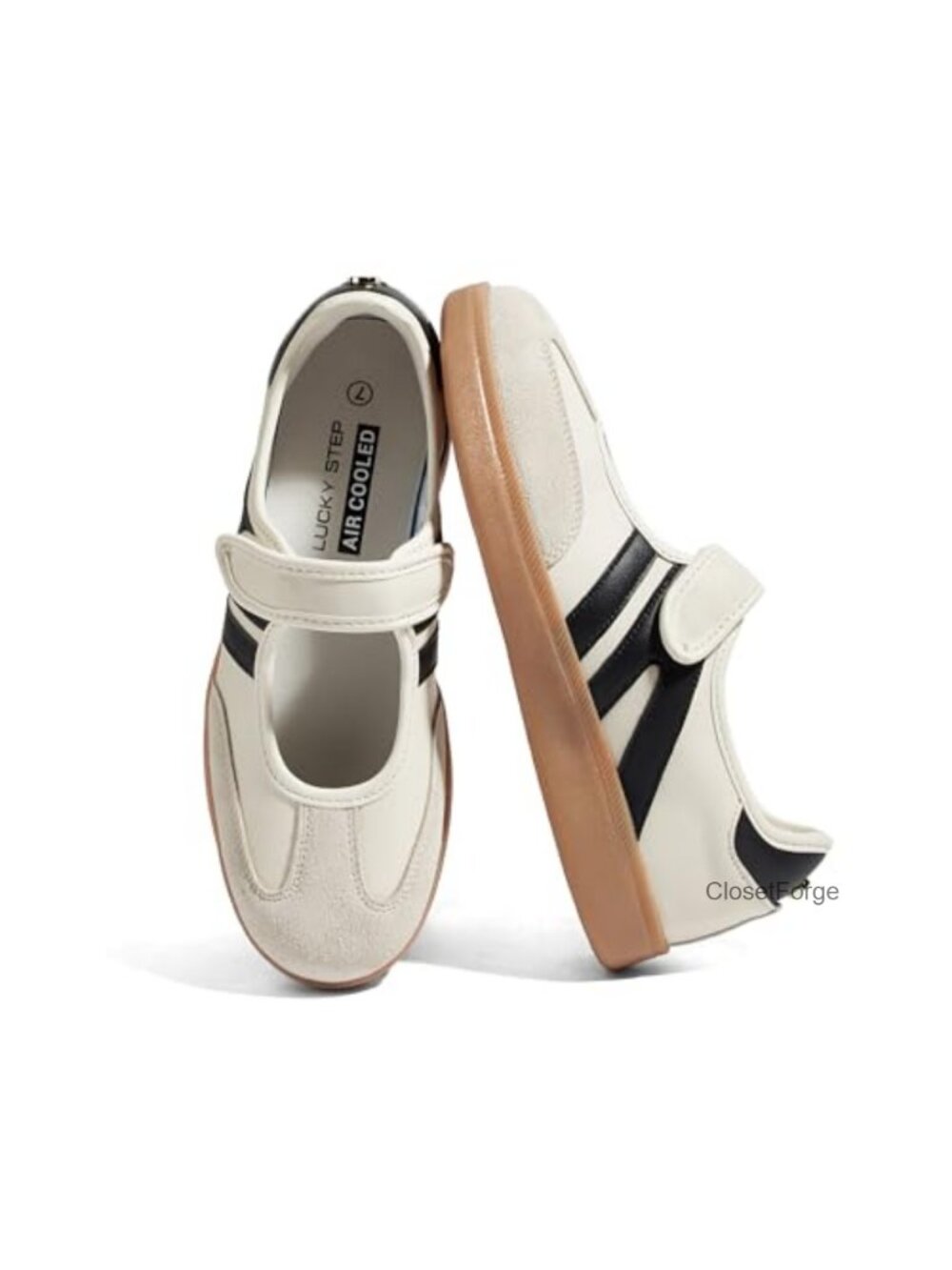 Women's Suede Faux Leather Hook & Loop Sneakers Walking Shoes